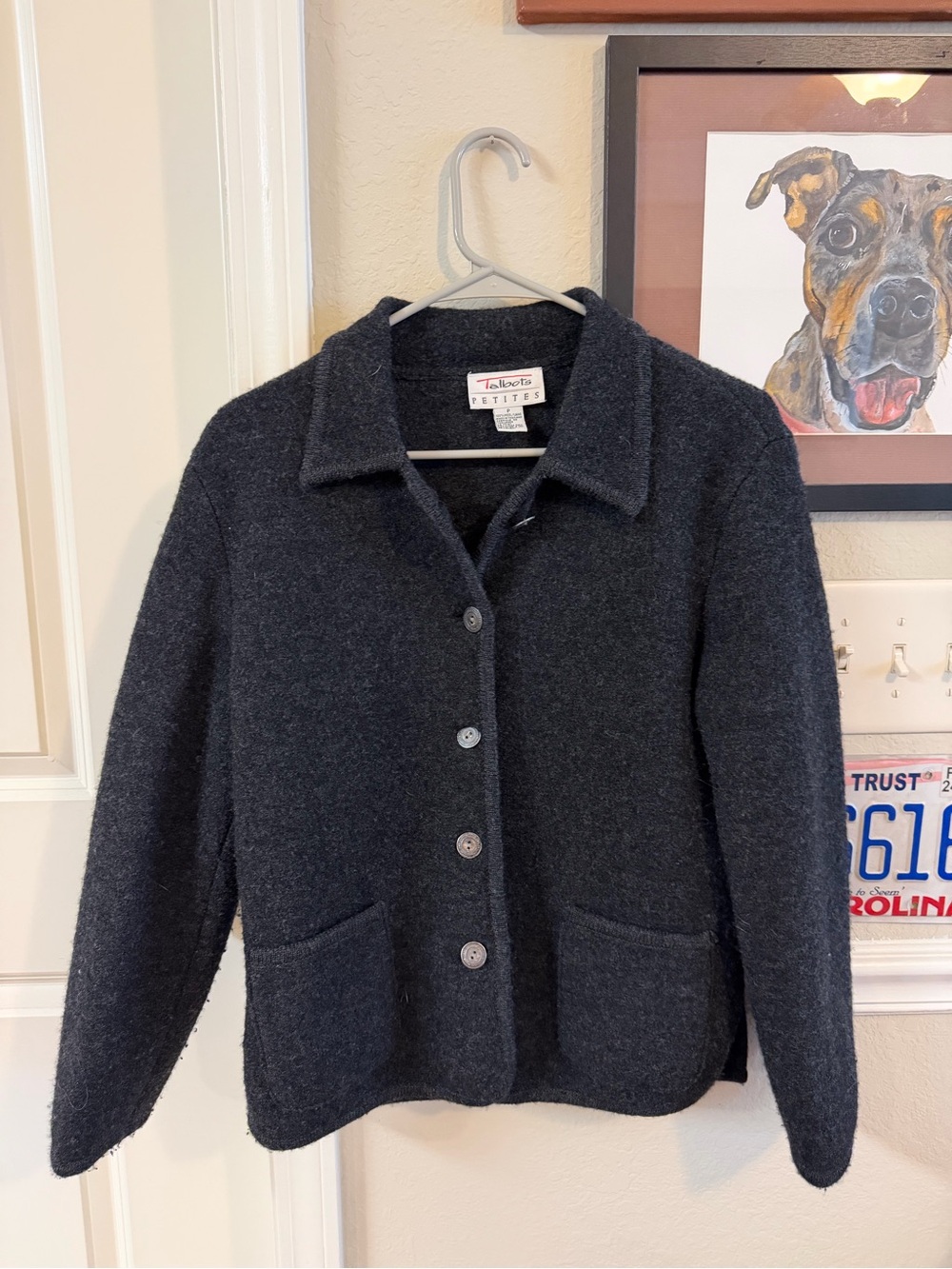 Talbots Charcoal Button-Front Wool Blend Jacket